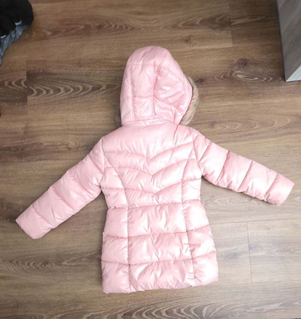 Michael Kors Girls Pink Puffer Jacket with Faux Fur Trimmed Hood 6X - Picture 2 of 8